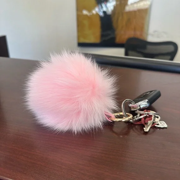 Pink Fluffy Keychain Accessory - Picture 2 of 3